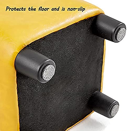 Repose-Pieds en Cuir Cube Jaune aux Finitions Haut de Gamme - 8