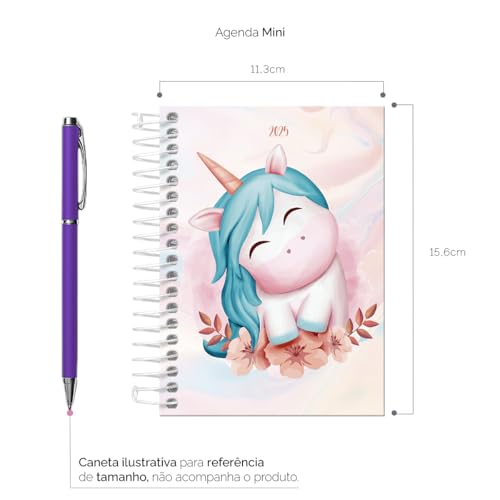 Agenda Mini 2025 Capa Dura Fantasy Unicórnio Fofo