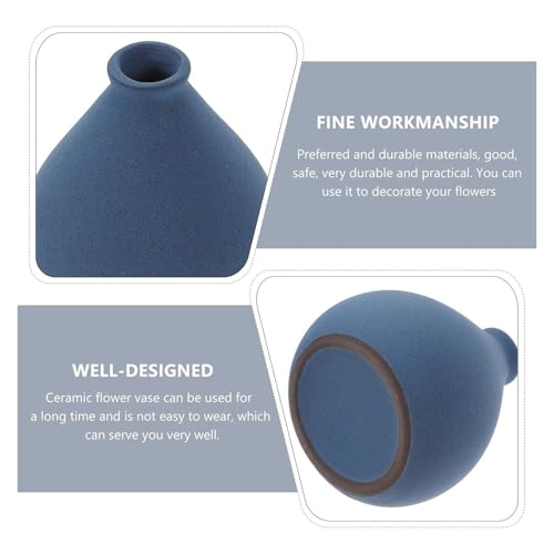 Florero de cerámica azul para decoración de estanterías y mesas de salón 8