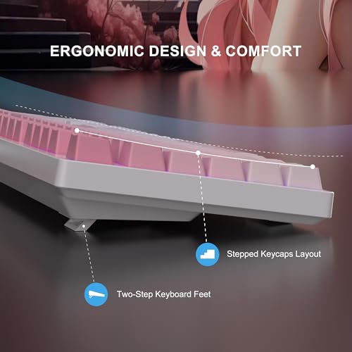 Image of MageGee MK-Storm Mechanical Gaming Keyboard, 104 Keys Wired Light Up Keyboard with Linear Red Switch, RGB Backlit, Side-Printed Keycaps, N-Key Rollover for Laptop, Desktop, PC (Gradient Pink)