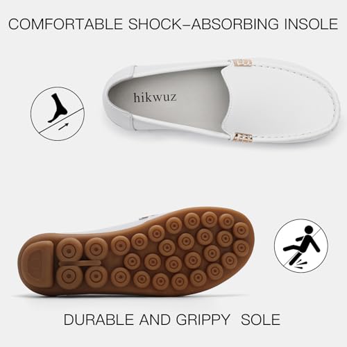 Image of Women's Comfortable & Lightweight Leather Loafers Slip-Ons Driving Walking Mocs Boat Shoes Cute Business Casual Dress Shoes Work Flats for Women