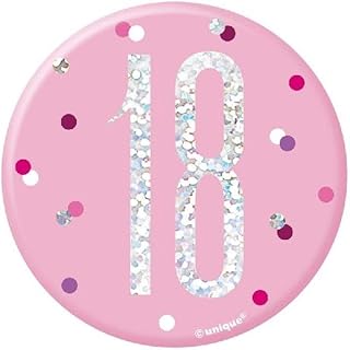 Insignia rosa para cumpleaños número 18, 18 años, color rosa claro, decoración de botones, Medium, Plástico Metal Acrílico