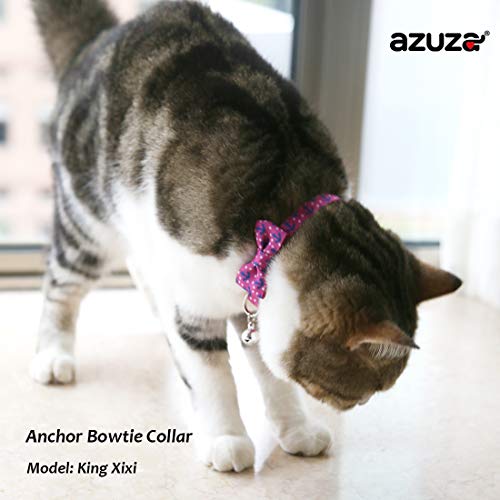 Azuza Cat Collar With Bowties 2 Pack Safety Breakaway Cat Collar With Removable Bell, Anchors Aweigh #TOP2