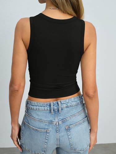 Image of Eachyes Womens Ribbed Crop Tank Tops High Neck Sleeveless Slim Fit Shirts Summer Casual Y2k Going Out Clothes 2026