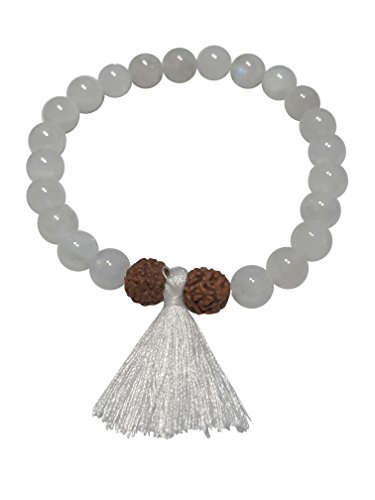 Fertility Tassel Beaded Bracelet by Kuratif Moonstone and Rudraksha
