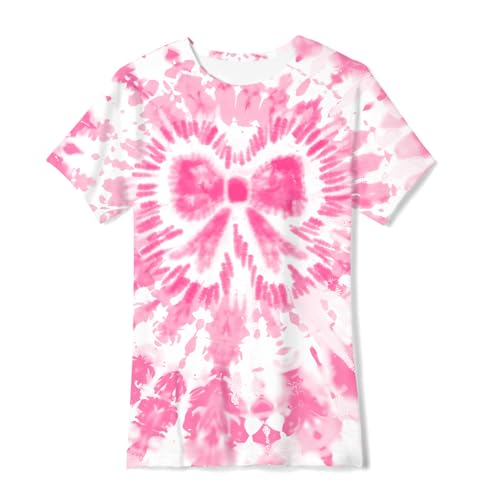 Image of SunFoucs Girls Kids Shirts Size 5-12 Tie Dye Casual Tshirt Short Sleeve Crewneck Tee Top | Short Sleeve Rainbow Tee Top