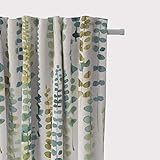 SCHÖNER LEBEN. Vorhang Ranken Blätter Aquarell weiß grün blau 245cm oder Wunschlänge, Gardinen Aufhängung:Smok-Schlaufenband