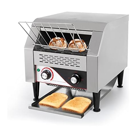 Dyna-Living Commercial Toaster 300 Slices/Hour Stainless Steel Restaurant Toaster Conveyor 2200W Heavy Duty Industrial Conveyor Toasters Bagel Toaster Conveyor Belt Toasters for Restaurant or Bakery Cover