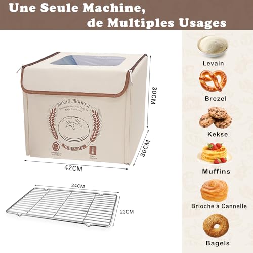 Boîte de fermentation pour pain levain pliable avec chauffage et minuterie