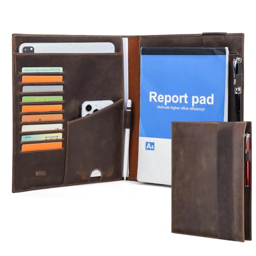 Contacts Full Grain Leather Portfolio for Men Conference Folder Legal Pad Padfolio Notepad Professional Organizer Fit 12.9