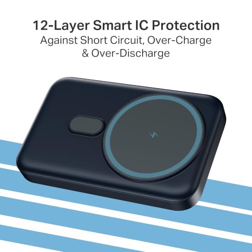 Image of boAt EnergyShroom PB331 (Magsafe) 10000mAh Magnetic Wireless Powerbank, 15W Wireless & 22.5W Wired Charging for (iPhone 16, 15, 14, 13 & 12, Android & Other Qi Enabled Devices)(Deep Blue)