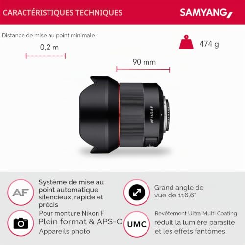 Objectif Samyang AF 14mm F2.8 F – Objectif Large, Autofocus pour Nikon - vue 9