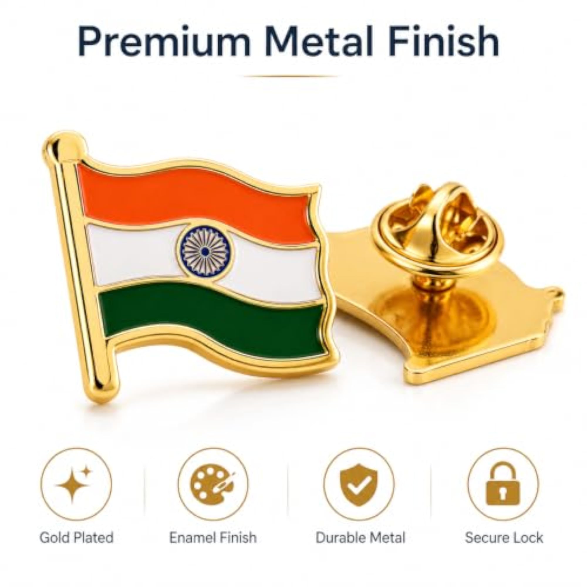 Indian Lapel Pin Badge, Gold Plated Enamel Brooch
