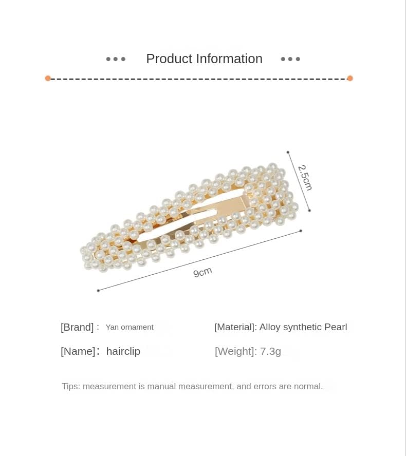 Miniatura 5 de Clip lateral de perlas, con diamantes de imitación, para mujeres y niñas, elegante horquilla (clip de perla, 10 unidades)