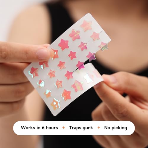 Dazzlook Star Pimple Patch with Salicylic Acid Tea Tree Oil & Centella Asiatica, Hydrocolloid Pimple Stickers Iridescent Colors 96 Pcs 2 Sizes, Cute Star Heart Shaped Zits Blemishes Breakouts Patches — view 2