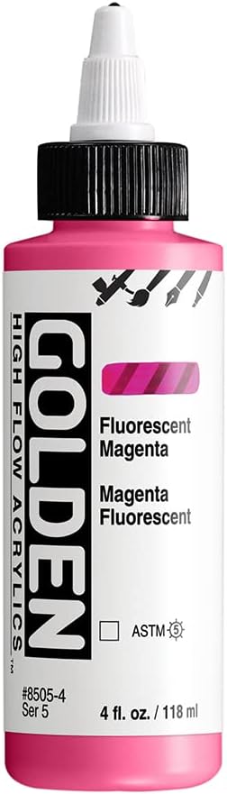 GOLDEN High Flow Acrylics, Fluorescent Magenta, 4 fl. oz. / 118 ml Bottle