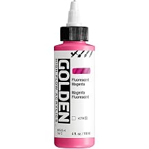 GOLDEN High Flow Acrylics, Fluorescent Magenta, 4 fl. oz. Bottle, Professional Acrylic Paint, Transparent