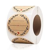 500pcs 2" Label Stickers for Jars and Lids, Wreath Design with 3 Lines for Writing, Kraft Sticker La