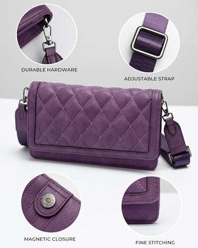 Image of Alldaily Quilted Small Crossbody Bag for Women, Wallet Purse with Card Slots & Phone Holder