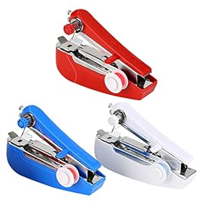 KALLORY 3Pcs Kleine Naaimachine Mini Handmatige Naaimachine Kinderen Naaimachine Mini Naaimachine Huishoudelijke Naaimachine Zak Gereedschap Stiksels Plastic Draagbare Handnaaimachine