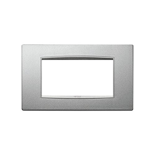  Vimar Serie Eikon - Placca classica, 4 moduli, metallo argento opaco.