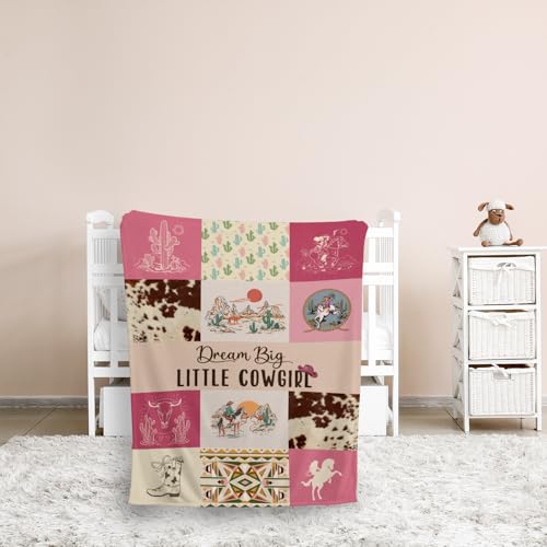 Image of Western Blanket, Western Decor for Nursery Room, Baby Blankets for Girls, Cowgirl Baby Blankets, Cowboy Baby Stuff, Soft Warm Lightweight Nursery Bed Blanket for Newborn Toddlers Daughter