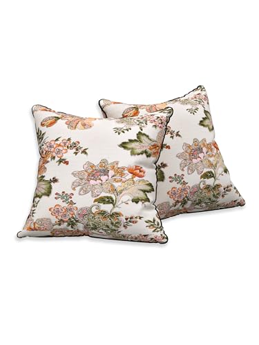 Image of Pure Cotton Quilted Cushion Cover 16x16 Inch | Anokhi Print Decorative Throw Pillow Cover | Soft Cotton Sofa Cushion Cover with Hidden Zipper | Living Room Bedroom Home Decor