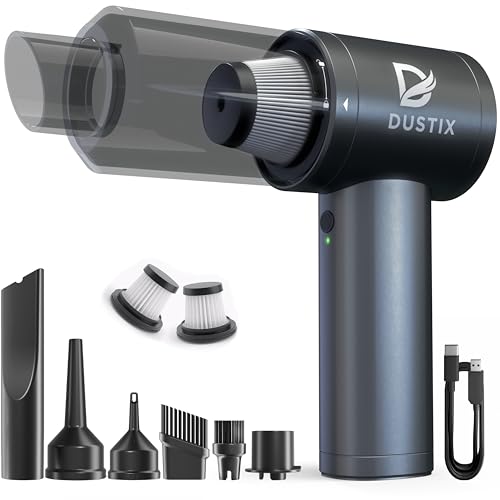 DUSTIX Car Vacuum Portable Cordless 12000Pa Powerful Suction Handheld Mini Rechargable Small…