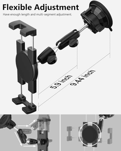 woleyi Suporte de tablet de carro para para-brisa – [Ventosa de 95 mm] Suporte de tablet para painel