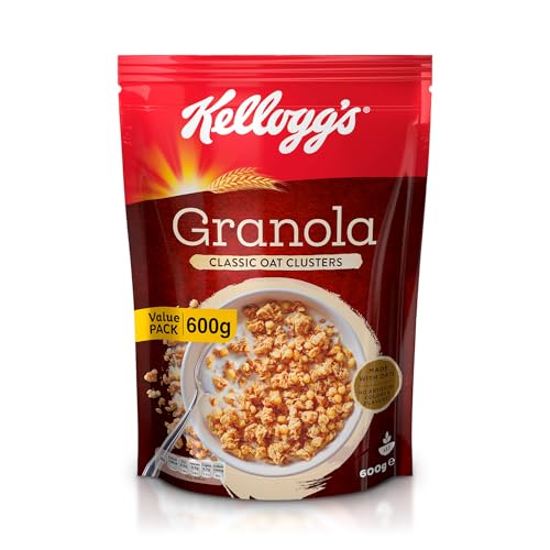 Kelloggs Granola Classic Oat Clusters | 600g | Made with Whole Oats | Tasty & Nourishing Breakfast | Source of Protein & Fibre | Delicious Crispy Oat Granola | Ideal For Breakfast & Snacks