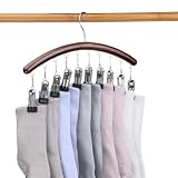 LMSAWK Wooden Leggings Hanger, Hangers for Shorts, 360 Degree Rotation Hat Organizer Hanger, Baseball Hat Storage Organizer, for Socks, Face Mask, Baby Clothes, Gloves,10 Clips, Retro Color