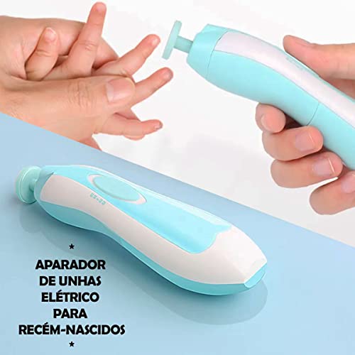 Lixa Aparador Para Unhas de Bebês Recém Nascido Cortador Elétrico Kit Com 6 Cabeças Coloridas Segura