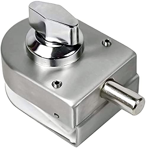 Ranbo Frameless Swinging Door Floor Bolt Lock, No-Drill, 304 Stainless Steel, for 3/8''-1/2''(10mm-12mm) Sliding Glass Doors