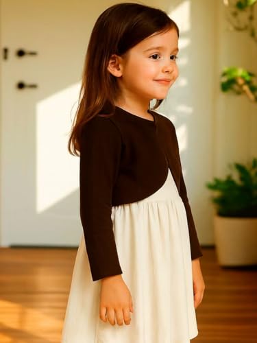 Image of KRYPTIC Kids Girls Crop Length Cotton Shrug - Soft Lightweight Open Front Layer for Stylish Everyday Wear Casual Outfits