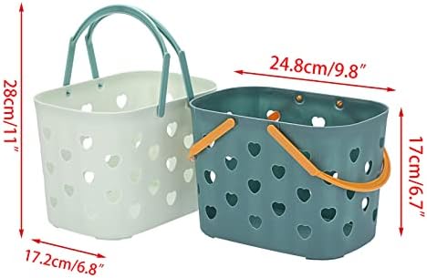 BSTKEY Set of 4 Plastic Bathroom Storage Baskets with Handle, Portable Shower Caddy Basket Caddy Organizer Basket for Bathroom, College Dorm, Kitchen (Pink, Green, Grey, Cyan)