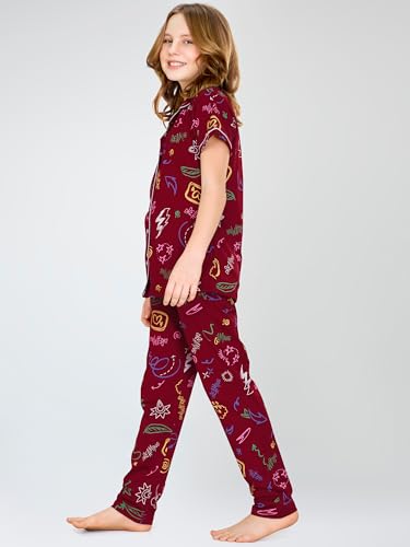 Image of ZEYO Night Suit for Girl's Printed Cotton Night Dress of Shirt and Joggers Set 5532