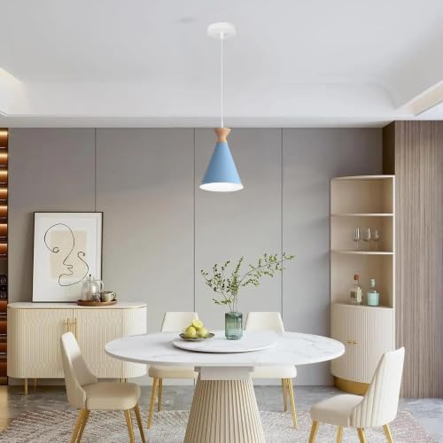 Image of Blue Hanging Light for Home, Aluminium Pendant Light Ceiling Lamp with Modern Hanging Lamp for Bulb Not Included, Pack of 2