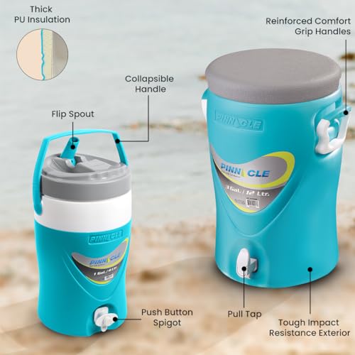 3-Gallon Water Cooler and 1-Gallon Water Jug Set – Insulated Beverage Cooler Dispenser with Pull Tap Spout – Leakproof Sports Water Jug with Drinking Spout – Jug Water Bottle for Camping, Outdoor - Thumbnail 3