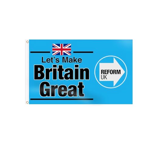 1PCS Reform Uk Flag,Reform Flag, 150x90cm Blue Background Vivid Big Letter Flags, for Courtyards,Balcony, Events or Outdoor Spaces