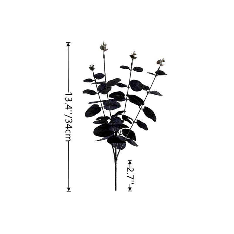 6Pcs Simulation Plant Black Eucalyptus Branches Stems Realistic Silk
