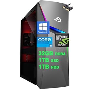 ROG Strix G10CE Gaming Desktop Computer | Intel 6-Core i5-11400F | 32GB DDR4 1TB SSD + 1TB HDD | GeForce GTX 1660 Ti 6GB Graphic | DisplayPort Aura SYNC Lighting Win10 Gray + HDMI Cable