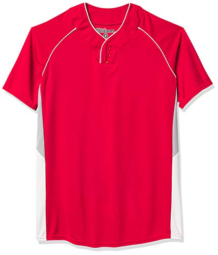 WILSON Sporting Goods Double Bar Mesh 2-Button Jersey, Youth Medium, Scarlet
