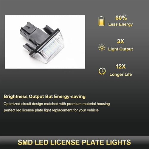 Luz matrícula LED Citroen C5 C4 C3 Xsara Picasso sin error Canbus para evitar multas de tráfico 6