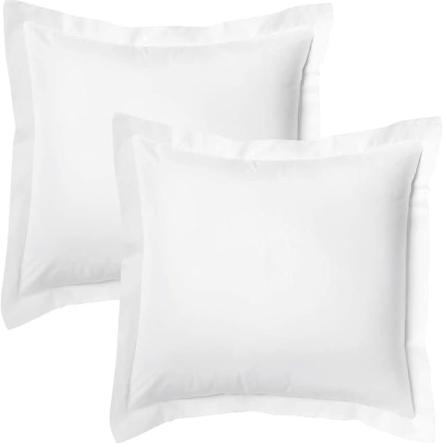 SLEEP-NEST European 26x26 Pillow Covers Set of 2 White Euro Shams Decorative 100% Cotton Throw Pillow Cover Cotton Large Square 600TC Soft Premium Pillowcase for Couch Bed, White