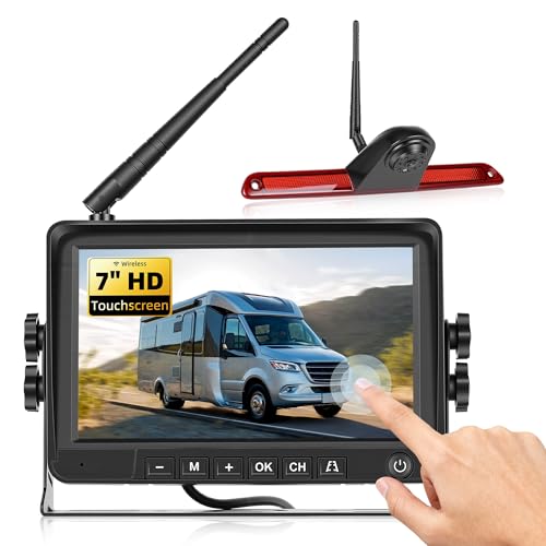 SIXWIN Kabelloses Rückfahrkamera-Set für Mercedes Sprinter 2006-2019, 7-Zoll-Monitor mit 1 Auto-Kamera Bremsleuchte mit IP67 wasserdicht, Nachtsicht, BSD, 9-35V,mit Rückfahrleitung