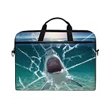 MRMIAN ALAZA Abstract Underwater Big Mouth Shark 15 inch Laptop Case Shoulder Bag Crossbody Briefcase for Women Men Girls Boys with Shoulder Strap Handle, Back to School Gifts