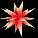 Handfertigung Angebot: Annaberger Faltstern - Weihnachtsstern - Rot-Gelb 60cm mit Beleuchtungsset Erzgebirge