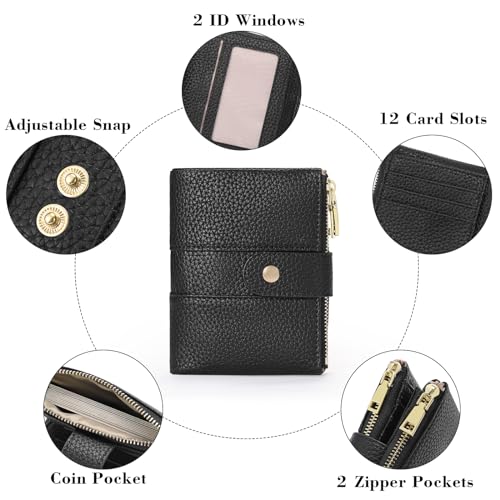 Image of GOIACII Small Wallet for Women with Double Zipper Pocket RFID Blocking Ladies Wallet Leather