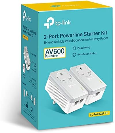 TP-Link TL-PA4022PKIT Passthrough Powerline Adapter Starter Kit, No Configuration Required, HD video streaming & Online Gaming, UK Plug