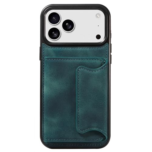 Étui portefeuille iPhone Air en cuir vert rétro avec porte-carte magnétique pour homme et femme